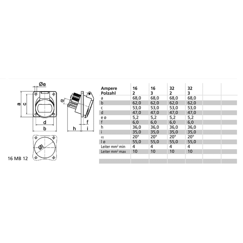 Bals Elektrotech - CEE-Anbausteckdose (IEC 60309) Kleinspann.-Anbausteckdose 4211 32A 2p