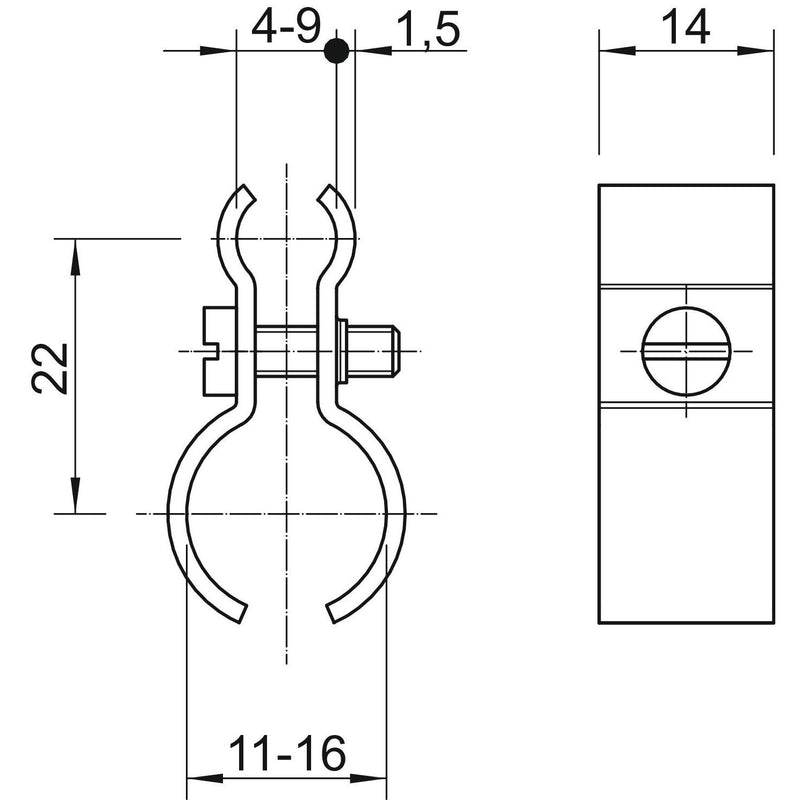OBO Bettermann - Spanndrahtschelle 1020 11-16 G − 50 Stück