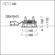 Zumtobel Group - Downlight/Strahler/Flutlicht LED-Deckeneinbauleuchte PANOS EVO #60815909 Q140L 840 230V WH WH