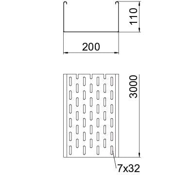 OBO Bettermann - Kabelrinne SKS 120 FS 110x200mm − 3 Meter