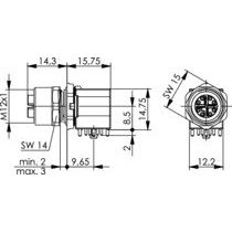 Telegärtner - Modularer Steckverbinder STX M12x1 EBB X-kod. 100007554 Cat.6A(IEC) 90 Grad − 10 Stück
