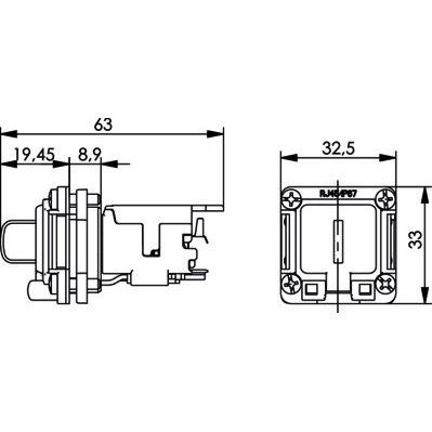 Telegärtner - Modularer Steckverbinder Einbauflansch IP67 100022954 m.AMJ-Kupplung Cat.6