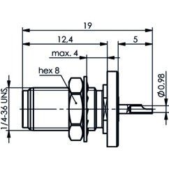 Telegärtner - Koax-Steckverbinder SMA-Einbaubuchse AU 50Ohm 100024671 mit Dichtring