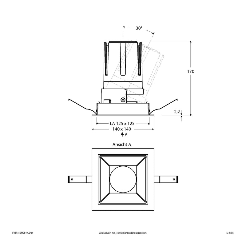 EVN Lichttechnik - Downlight/Strahler/Flutlicht LED-Einbauleuchte modular F03R11SM2540L24D Konfigurationstype