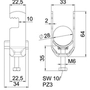 OBO Bettermann - Bügelschelle BS-F1-K-28 A2 22-28mm − 25 Stück