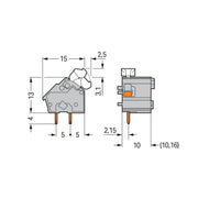 WAGO - Leiterplattenklemme Anreihbare Leiterplattenk. 256-661 Drücker,2,5mm²,gr − 100 Stück