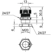 OBO Bettermann - Kabelverschraubung V-TEC VM20+ OR or, m. Gegenmutter