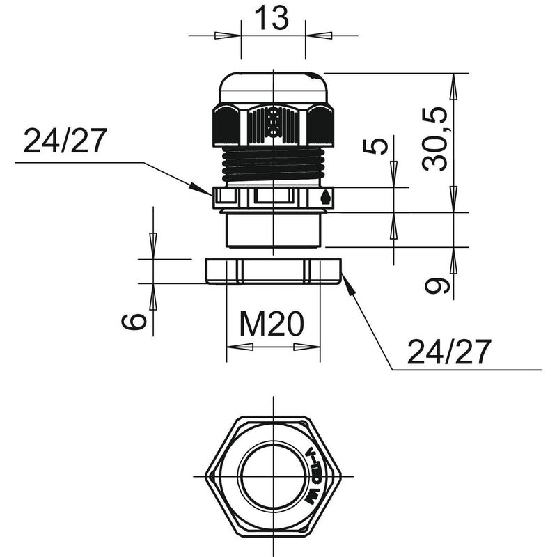 OBO Bettermann - Kabelverschraubung V-TEC VM20+ OR or, m. Gegenmutter