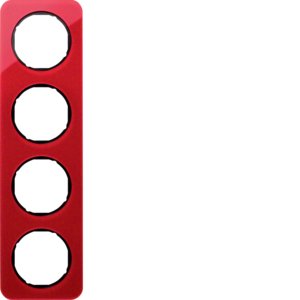 Berker - Abdeckrahmen Rahmen 4-fach 10142344 rot transp./sw glanz