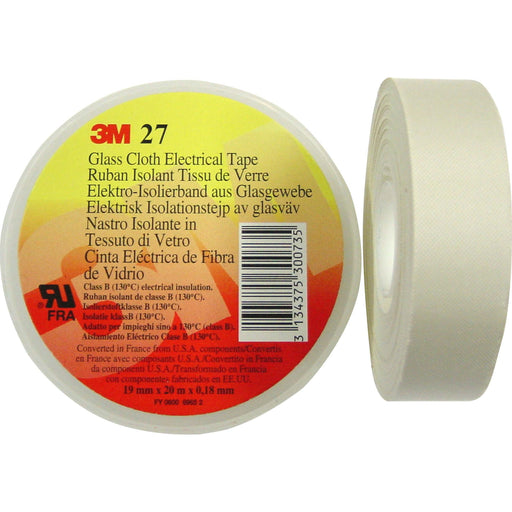 3M - Klebeband Glasfaser Gewebeband Scotch 27 19x20 19mm x 20m, weiß