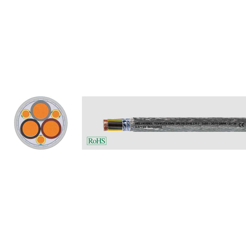 Klimaprime - Energiekabel < 1 kV, für ortsveränderlichen Einsatz HEL TOPFLEX-EMV-3PLUS 3x 9 TOPFLEX3PLUS 3x 95 5 + Motor,Servo,Geb