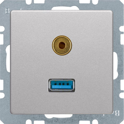 Berker - Einsatz/Abdeckung für Kommunikationstechnik USB/3,5mm Audio Steckdose 3315396084 alu/lack