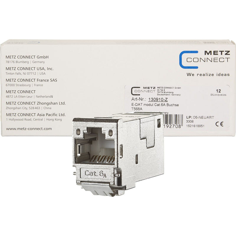 Metz Connect - Modularer Steckverbinder E-DATmodul 130910-Z Cat.6A Buchse − 12 Stück