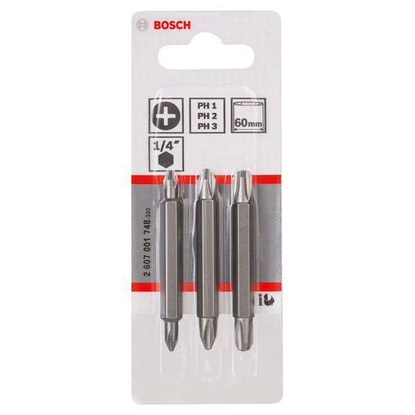 Bosch - Bit-Set Doppelklingenbit-Set, 2607001748 3-teilig PH1 PH1 PH2