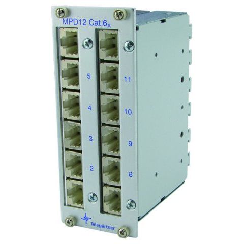 Telegärtner - Patchpanel Kupfer Mini-Verteiler Cat.6A 3HE 100007000 MPD12-HS K 10TE