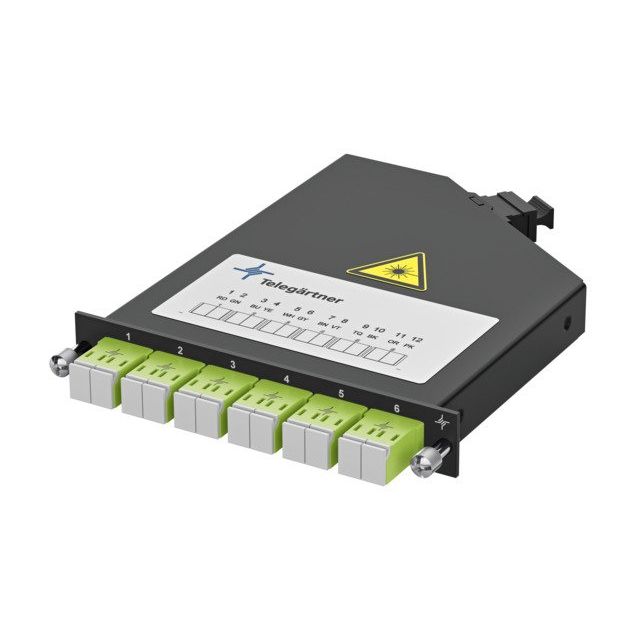 Telegärtner - Moduleinsatz für Patchpanel LWL HD3-ES FanOut-Modul 100022382 0,5HE 6xLC-D OM3