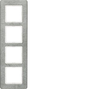 Berker - Abdeckrahmen Rahmen 4f. eds/gebürstet 10146083 senkrecht