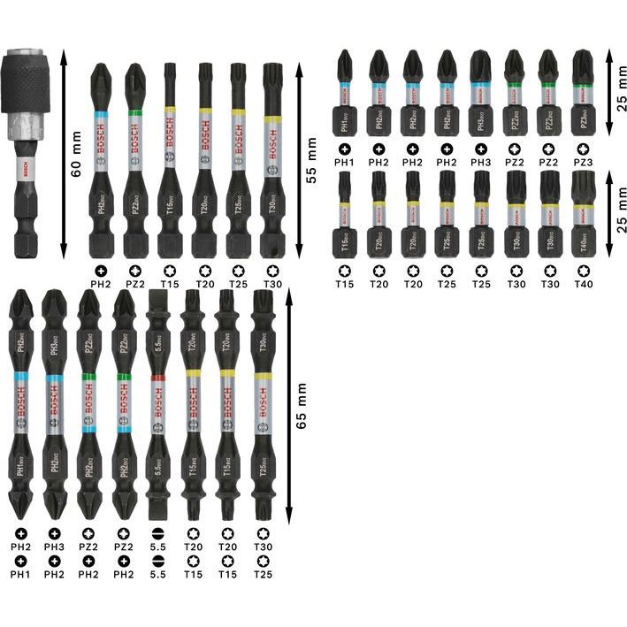 Bosch - Bit-Set PRO Impact Bit Set, 2608521U71VE(31) Display, 6 x 31-tlg − 6 Packung