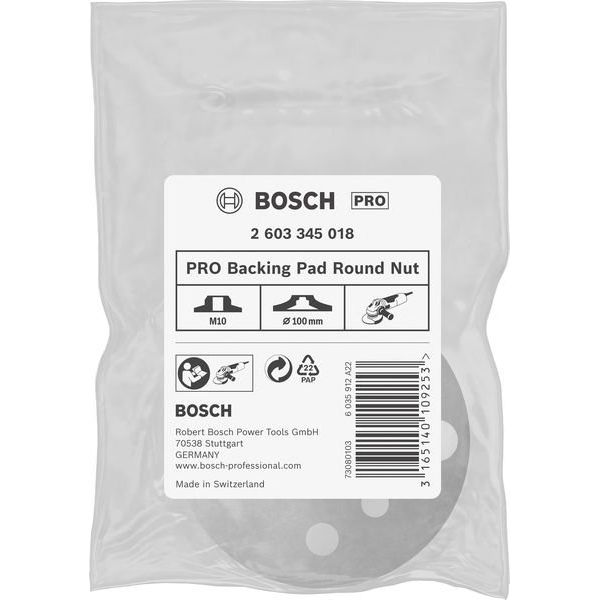 Bosch - Mutter PRO Stützteller Round 2603345018 Nut, M10, 100 mm