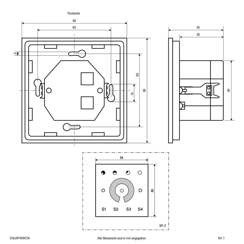 EVN Lichttechnik - Steuergerät für Leuchten DALI-Wandpanel DALWPWWCW 100-240V/AC