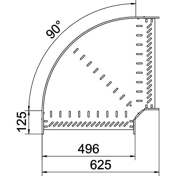 OBO Bettermann - Bogen für Kabelrinne Bogen 90 Grad RB 90 150 A2 110x500, rostfrei