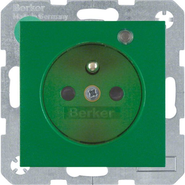 Berker - Steckdose Glas gn matt 6765091913 Kontroll-LED