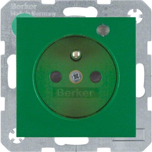 Berker - Steckdose Glas gn matt 6765091913 Kontroll-LED