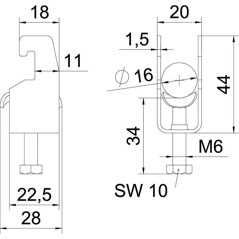 OBO Bettermann - Bügelschelle BS-U1-M-16 FT 12-16mm − 100 Stück