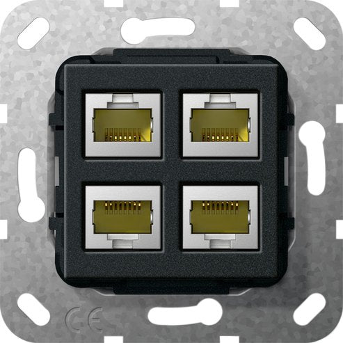 Gira - Einsatz/Abdeckung für Kommunikationstechnik Modular Jack RJ45 Cat6A 569910 swma 4fach LSA Plus