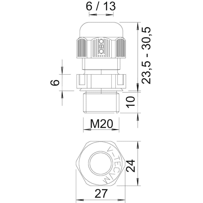 OBO Bettermann - Kabelverschraubung Verschraubung V-TEC VM20 SGR Vollmetrisch