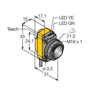 Turck - Reflexions-Lichtschranke Opto Sensor QS18EN6CV15 W/30 Winkellichttaster