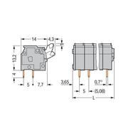 WAGO - Leiterplattenklemme 255-424 Drücker,2,5 mm²,grau − 10 Stück