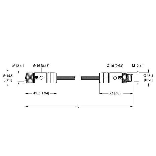 Turck - Rundsteckverbinder, feldkonfektionierbar (Industriesteckverbinder) Verbindungsleitung RKS46PSB4RSS46PSBTXL