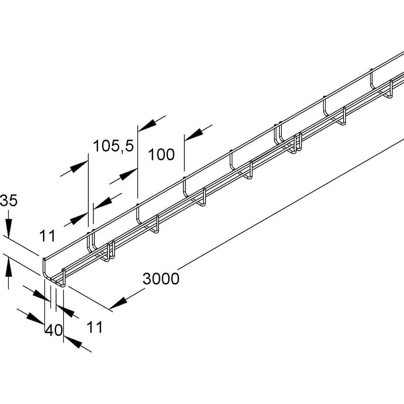 Niedax - Gitterrinne GT 35.040 F 35x40x3000mm − 3 Meter