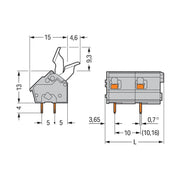 WAGO - Leiterplattenklemme 256-602/333-000 Drücker,2,5 mm²,grau − 50 Stück