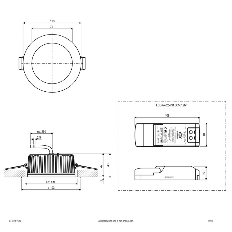 EVN Lichttechnik - Downlight/Strahler/Flutlicht LED-Downlight L44N101625 CCT