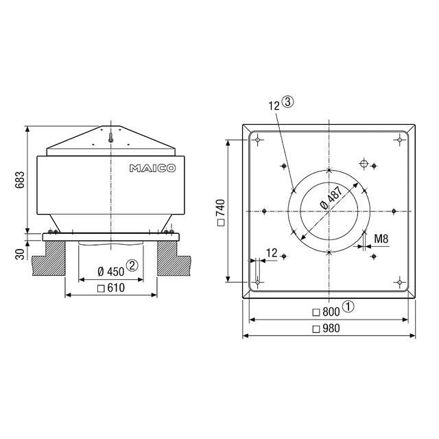 Maico - Ventilator für Dacheinbau Radial-Dachventilator MDR 45 EC mit EC-Motor