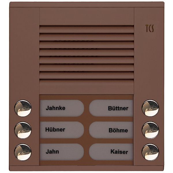 TCS Tür Control - Türstation für Türkommunikation Audioaußenstation 2-reihig PES06-EB/04 6 Tasten AP bronze