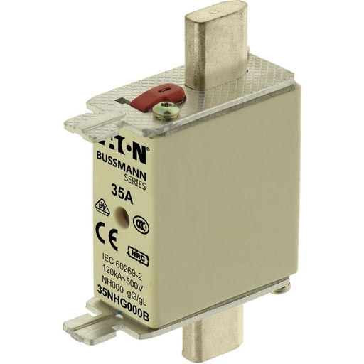 Eaton - Messersicherung Sicherungseinsatz Nieders. NH FUSE 35#35NHG000B 35A AC 500V 120kA − 3 Stück