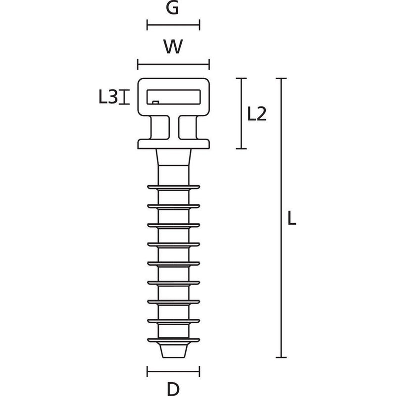 HellermannTyton - Befestigungssockel und -element für Kabelbinder Wanddübel LOK01-PA11-BK (100) PA11 schwarz − 100 Stück