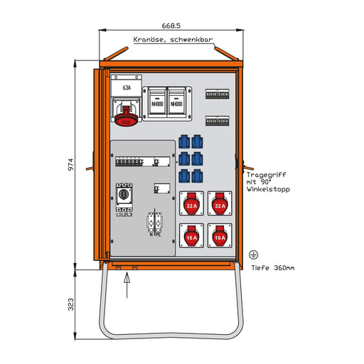 Walther Werke - Baustromverteiler Verteilerschrank WV0436R1 69kVA