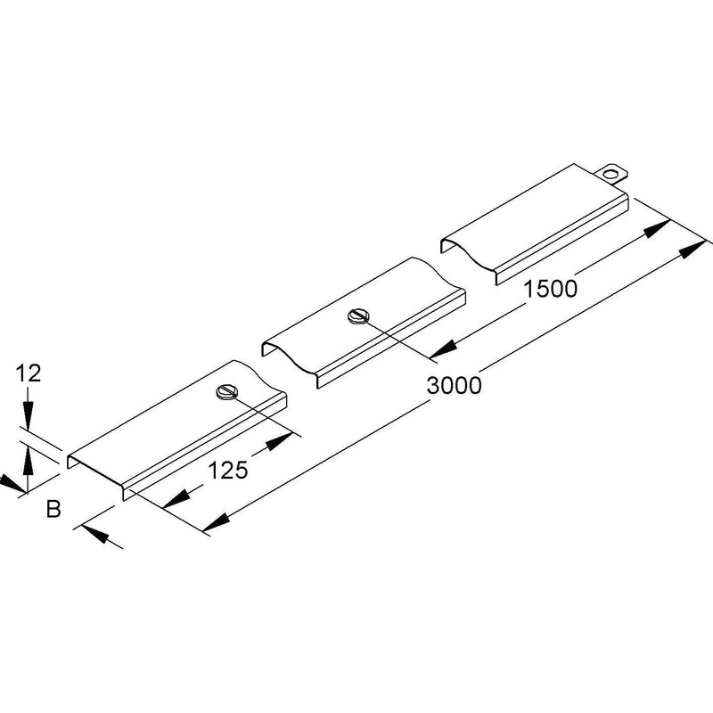 Niedax - Deckel für Kabeltragsystem Kabelrinnendeckel RDV 50 − 3 Meter