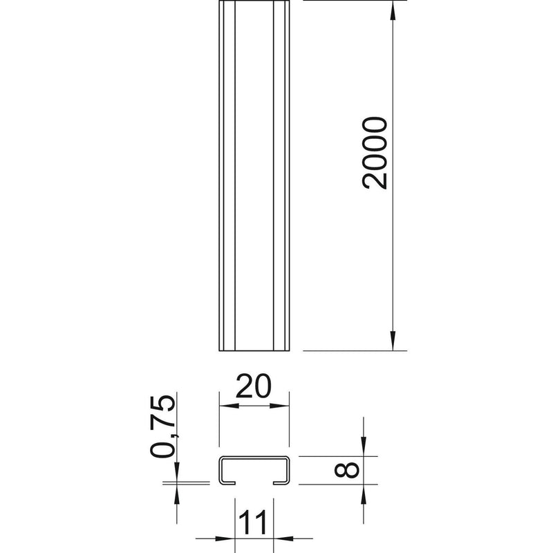 OBO Bettermann - Stiel/Profilschiene Profilschiene CL2008UP2000FS band.vz − 2 Meter