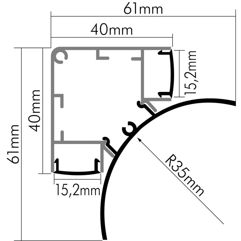 Nobile - Zubehör/Ersatzteile für Lichtschlauch/-band Alu Eck-Profil 2m 5011150002 Abdeckung transp