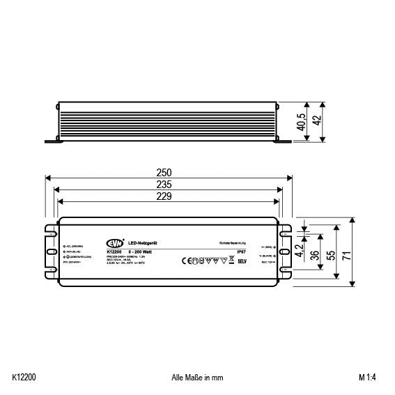 EVN Lichttechnik - LED-Betriebsgerät LED-Netzgerät K 12200 12VDC 0-200W IP67