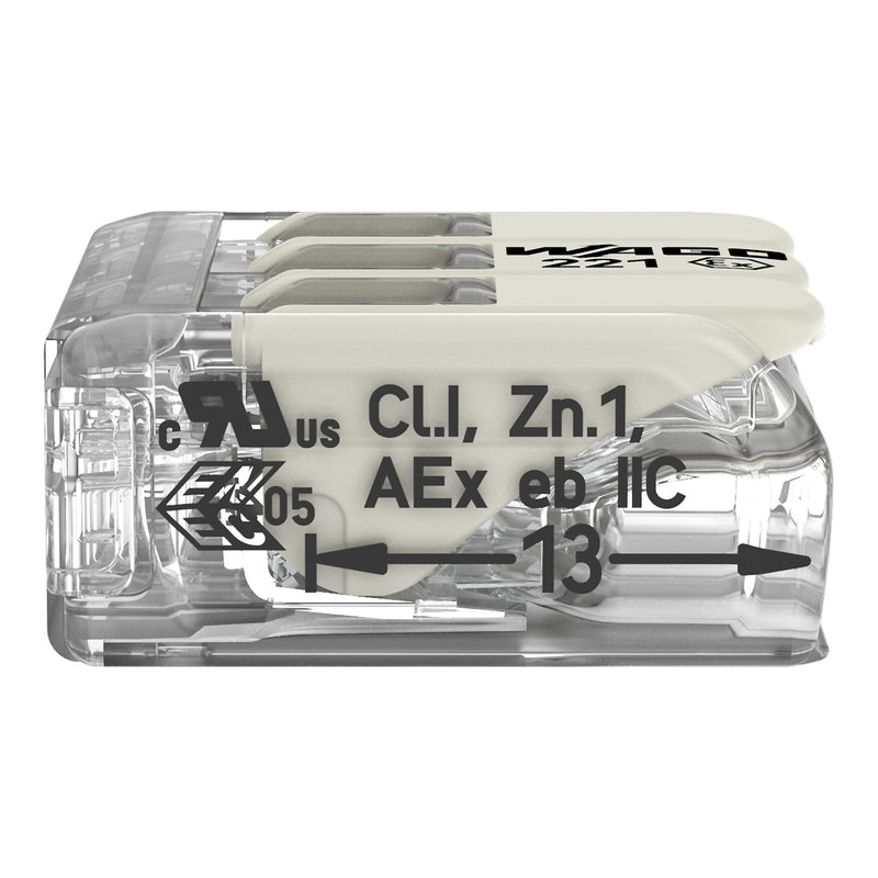 WAGO - Steckklemme COMPACT-Verbindungsklemme 221-683 Ex e,transparent − 30 Stück