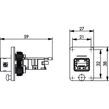 Telegärtner - Modularer Steckverbinder STX V4 Flanschset 100007418 RJ45 Modul Cat.6