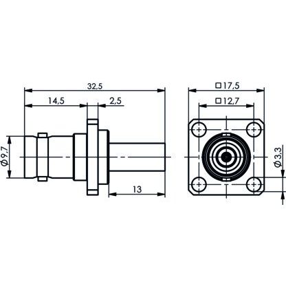 Telegärtner - Koax-Steckverbinder BNC-Kabelbuchse 100023380 50Ohm m.Flansch − 5 Stück