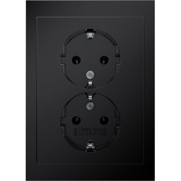 Berker - Steckdose Doppelsteckdose SCHUKO 47742245 R.3 schwarz glänzend