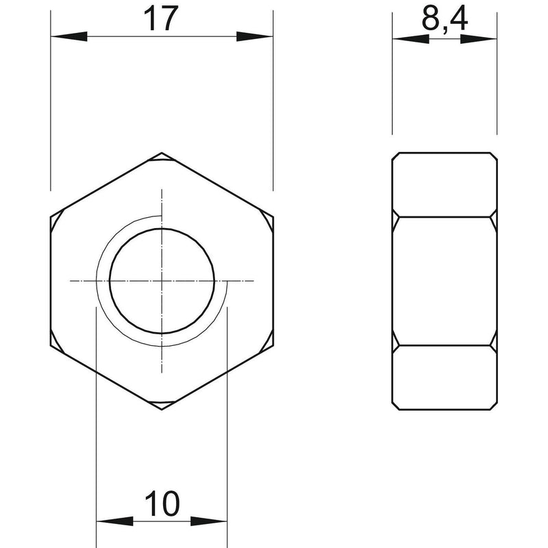 OBO Bettermann - Mutter Sechskantmutter HN M10 A4 M10 − 100 Stück